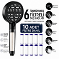 6 Fonksiyonlu Filtreli Duş Başlığı + 10 Adet Filtre